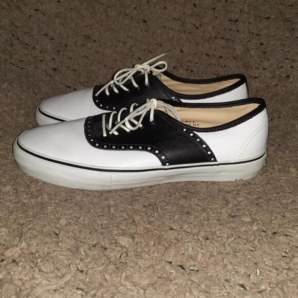 VANS VAULT-SPECTATOR LX-Black/White Leather-VN0KXNBA2-RARE/SKATE-SZ 9-Near Mint - Picture 5 of 8